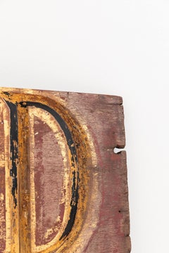 Antique Hand Carved, Painted & Gilt LTD Shop Trade Sign, C.1900