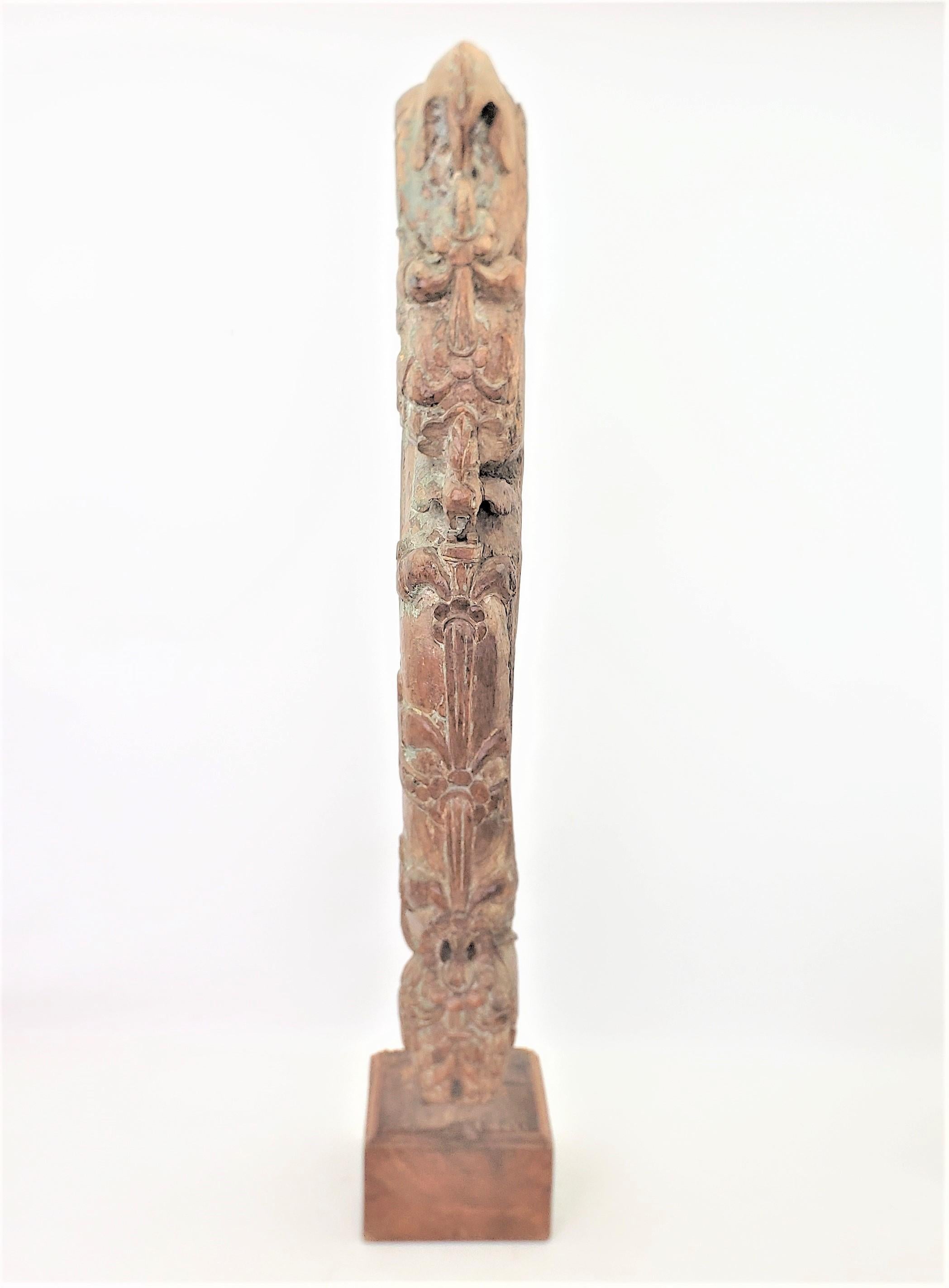 Unknown Antique Hand-Carved & Painted Wooden Mounted Architectural or Nautical Fragment For Sale