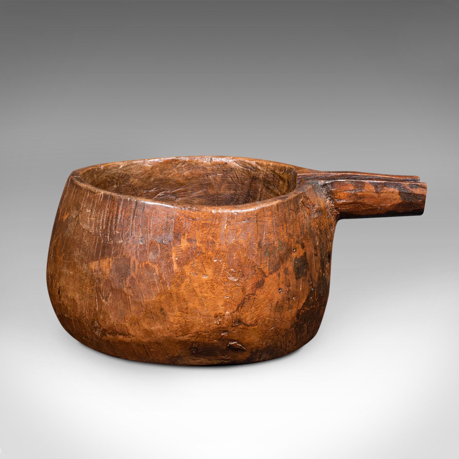 19th Century Antique Hand Carved Pouring Dish, Indian, Hardwood, Serving Pot, Victorian, 1850 For Sale