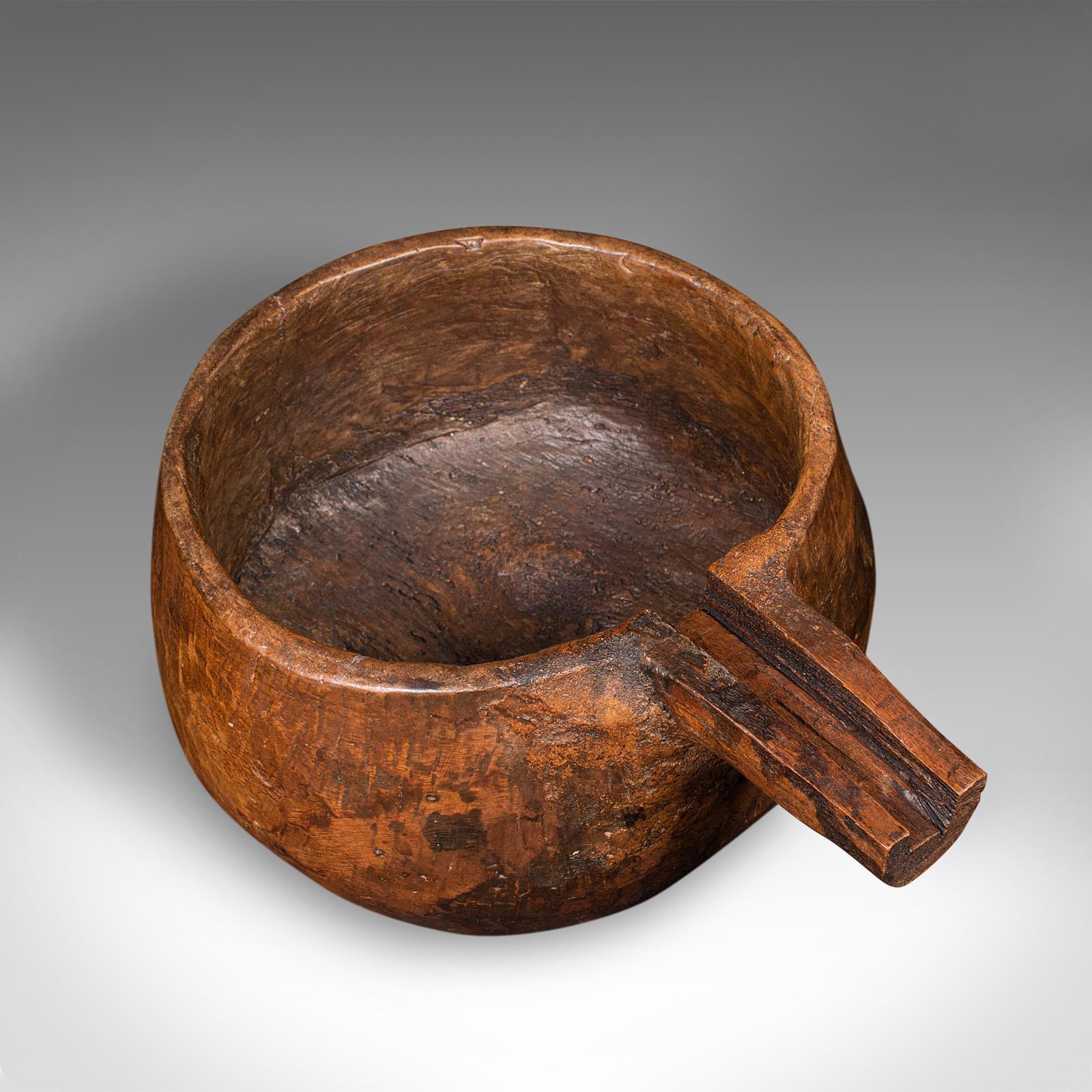 Antique Hand Carved Pouring Dish, Indian, Hardwood, Serving Pot, Victorian, 1850 For Sale 1