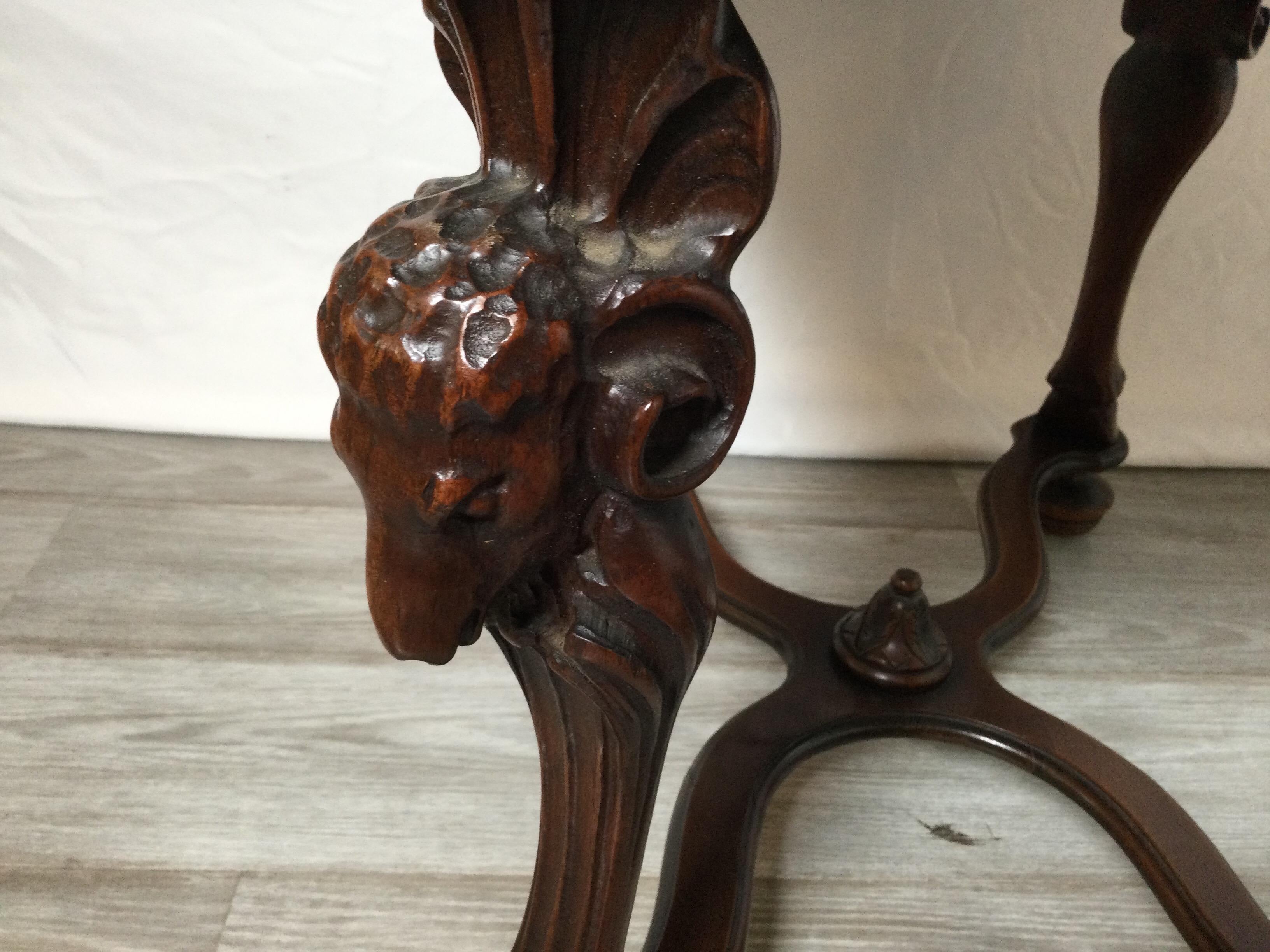 Aesthetic Movement Antique Hand Carved Rams Head Table For Sale