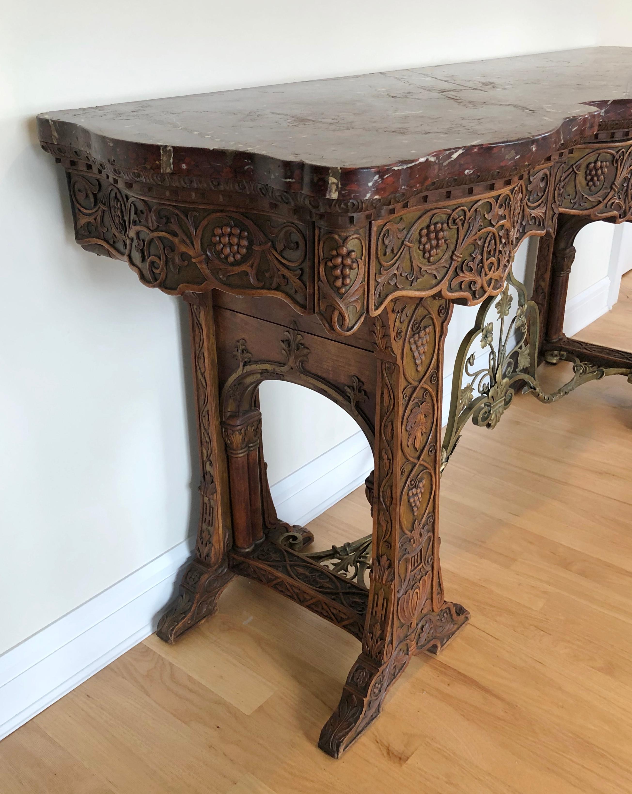 red console table