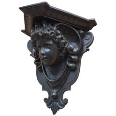 Antique Hand-Carved Renaissance Style Italian Wall Bracket by Ernesto Petralli