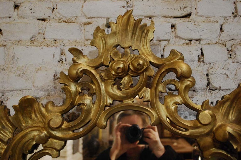 Antique Hand Carved Rococo Giltwood Italian Wall Mirror at 1stDibs