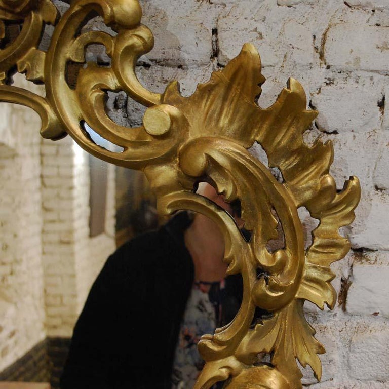 Antique Hand Carved Rococo Giltwood Italian Wall Mirror at 1stDibs