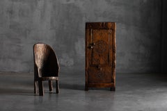 Antique Hand-Carved Rustic Wood Cabinet, Italy, 19th Century