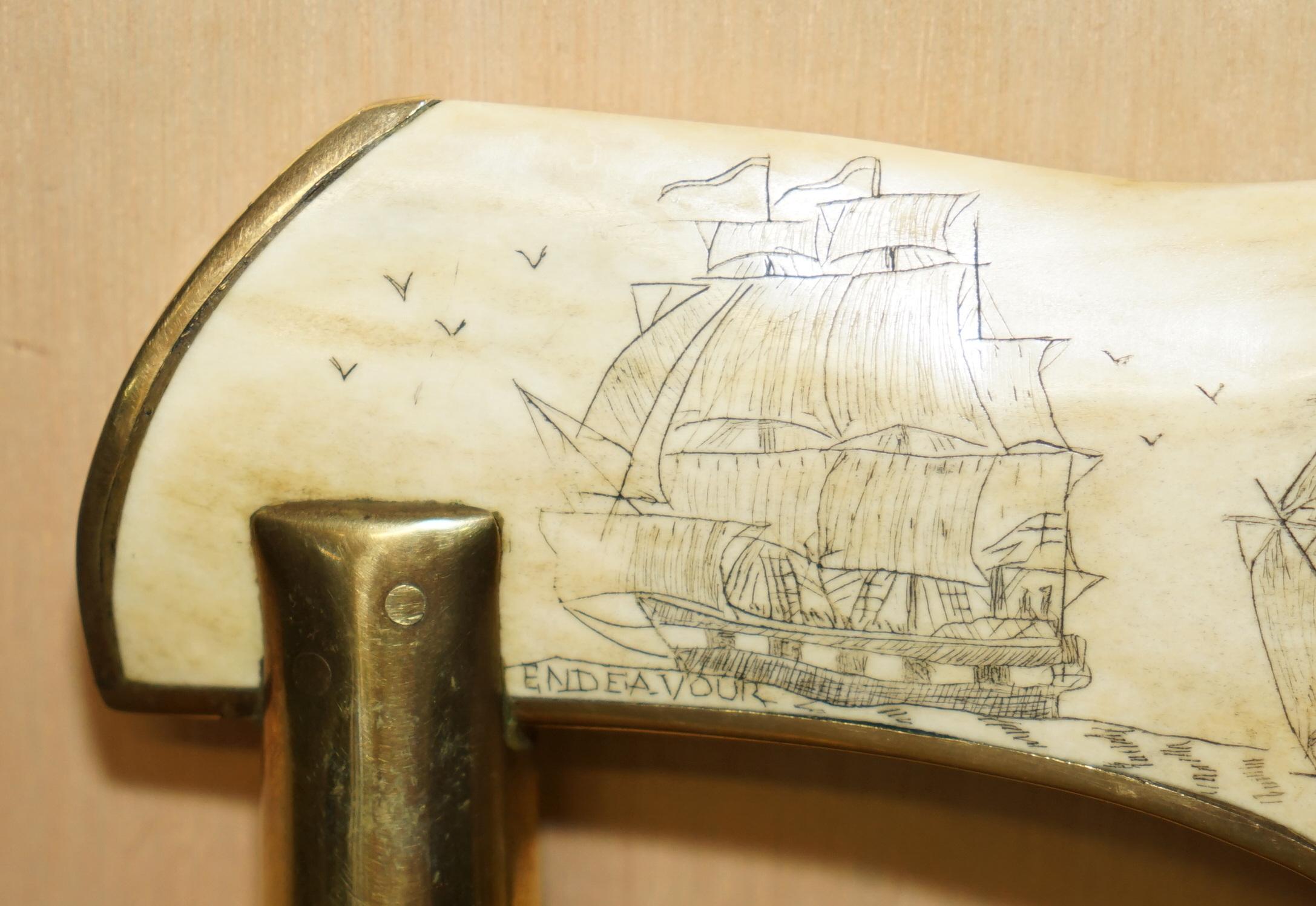 ANTiQUE HAND CARVED SAILORS WALKING STICK OF H.M.S VICTORY ENDEAVOUR CUTTY SARK For Sale 2