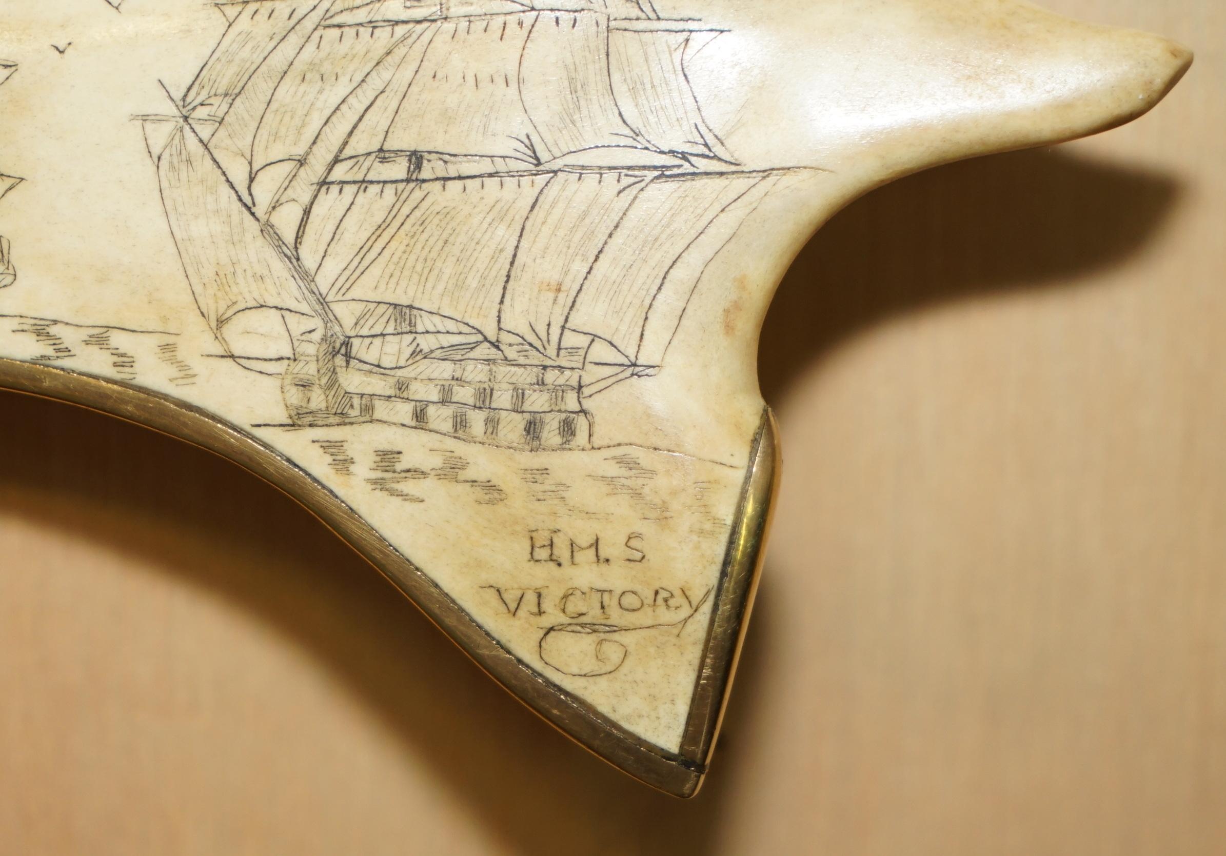 ANTiQUE HAND CARVED SAILORS WALKING STICK OF H.M.S VICTORY ENDEAVOUR CUTTY SARK For Sale 4