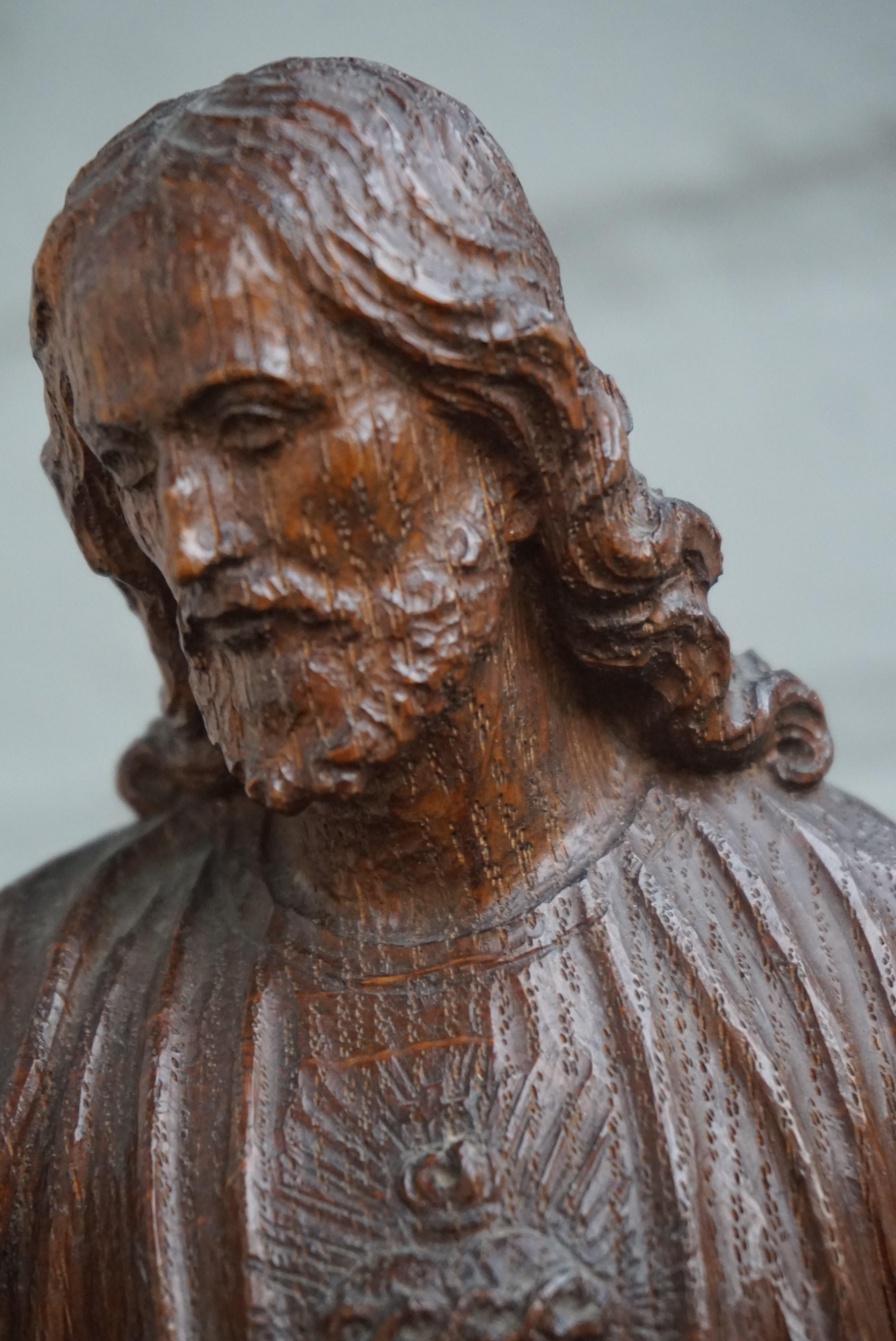 Arts and Crafts Antique and Hand Carved Sculpture of Our Lord & Teacher Jesus by Bruno Gerrits