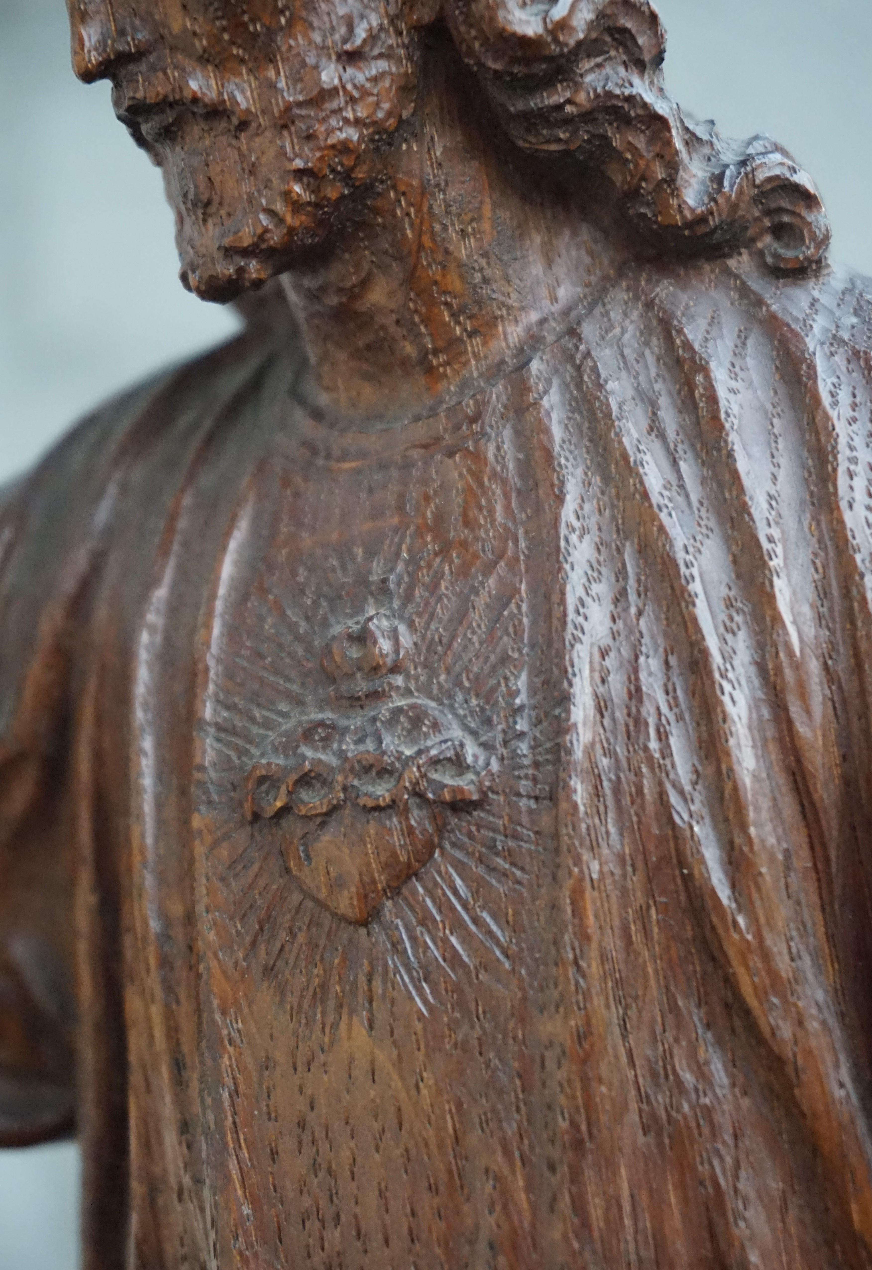 Belgian Antique and Hand Carved Sculpture of Our Lord & Teacher Jesus by Bruno Gerrits