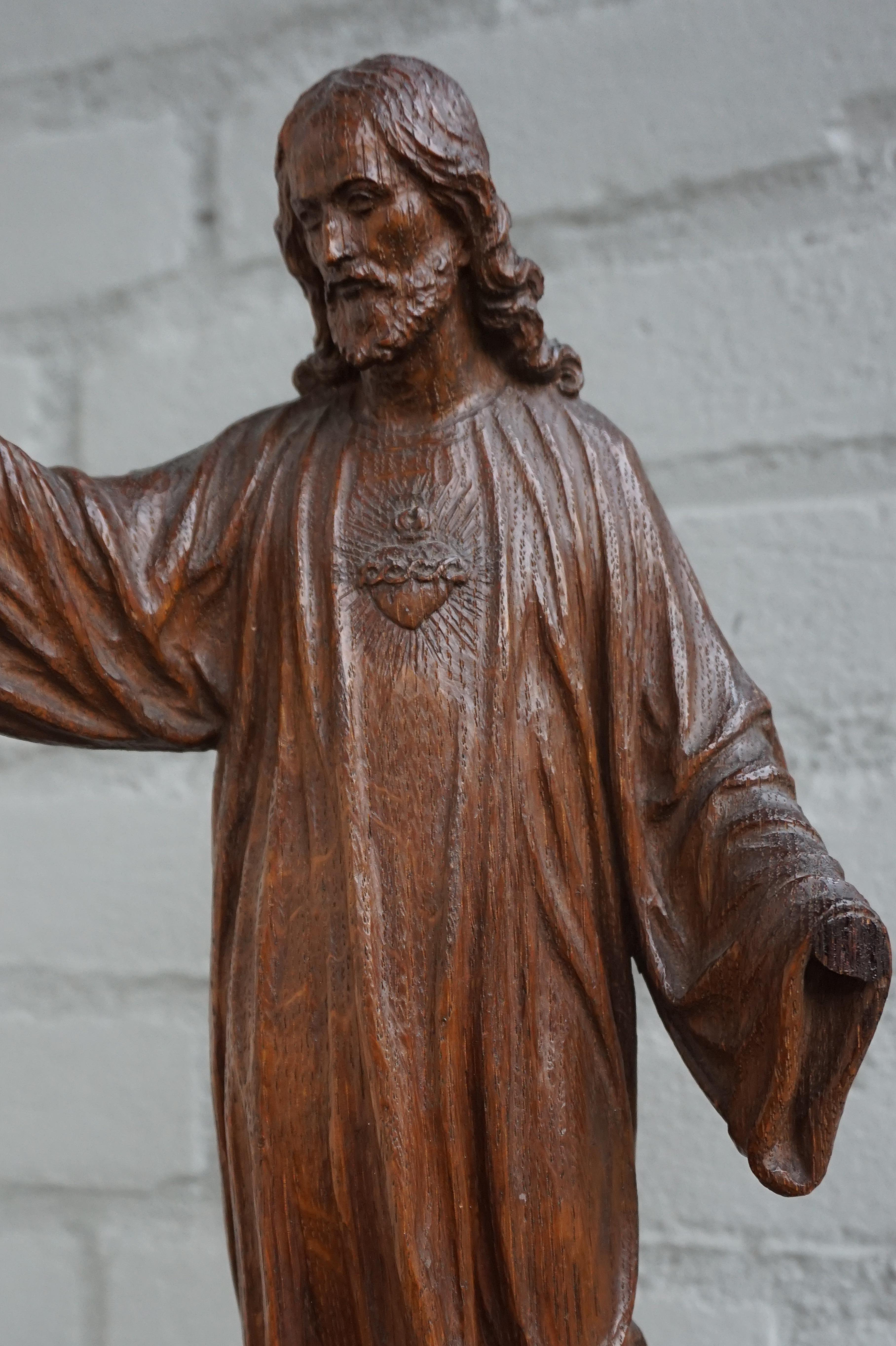 Antique and Hand Carved Sculpture of Our Lord & Teacher Jesus by Bruno Gerrits 1