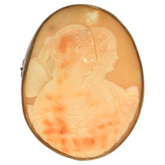 Antique Hand Carved Shell Cameo Brooch