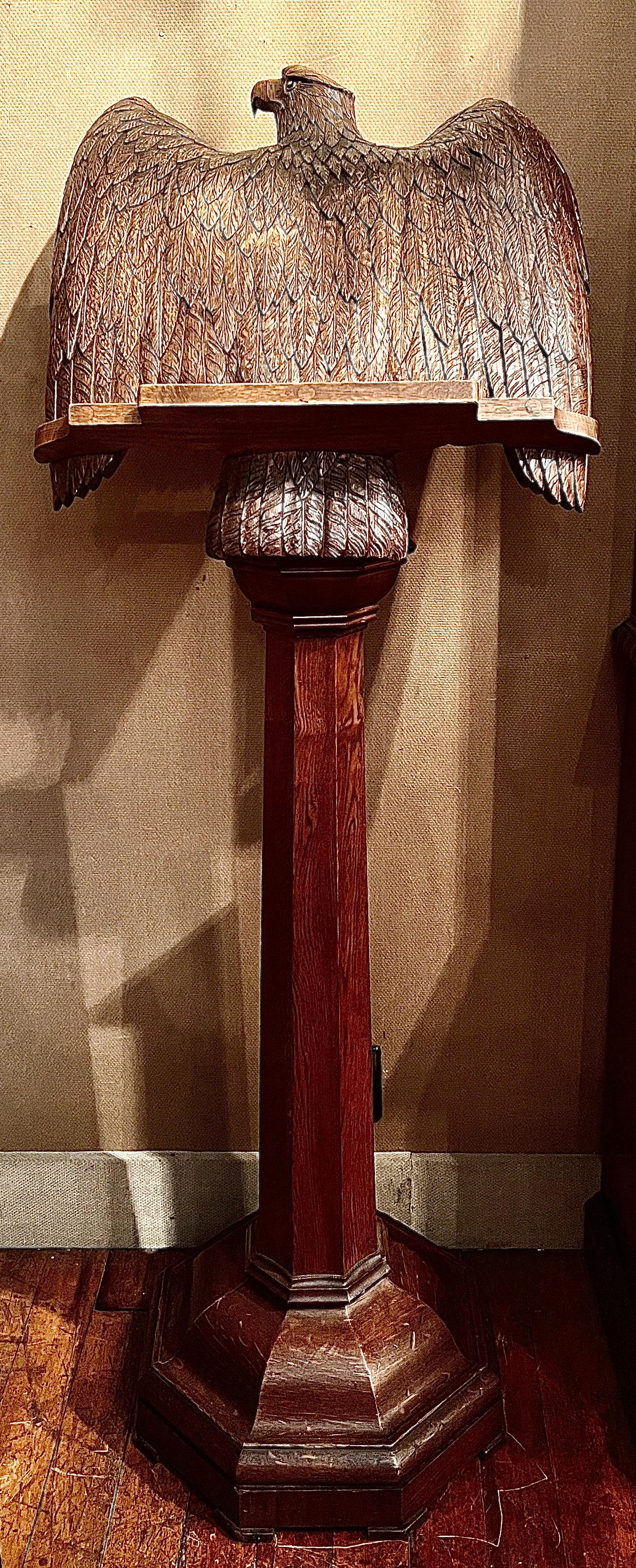 Antique Hand-Carved Solid Oak Eagle Lectern, Circa 1900's.
Masterful Carving.