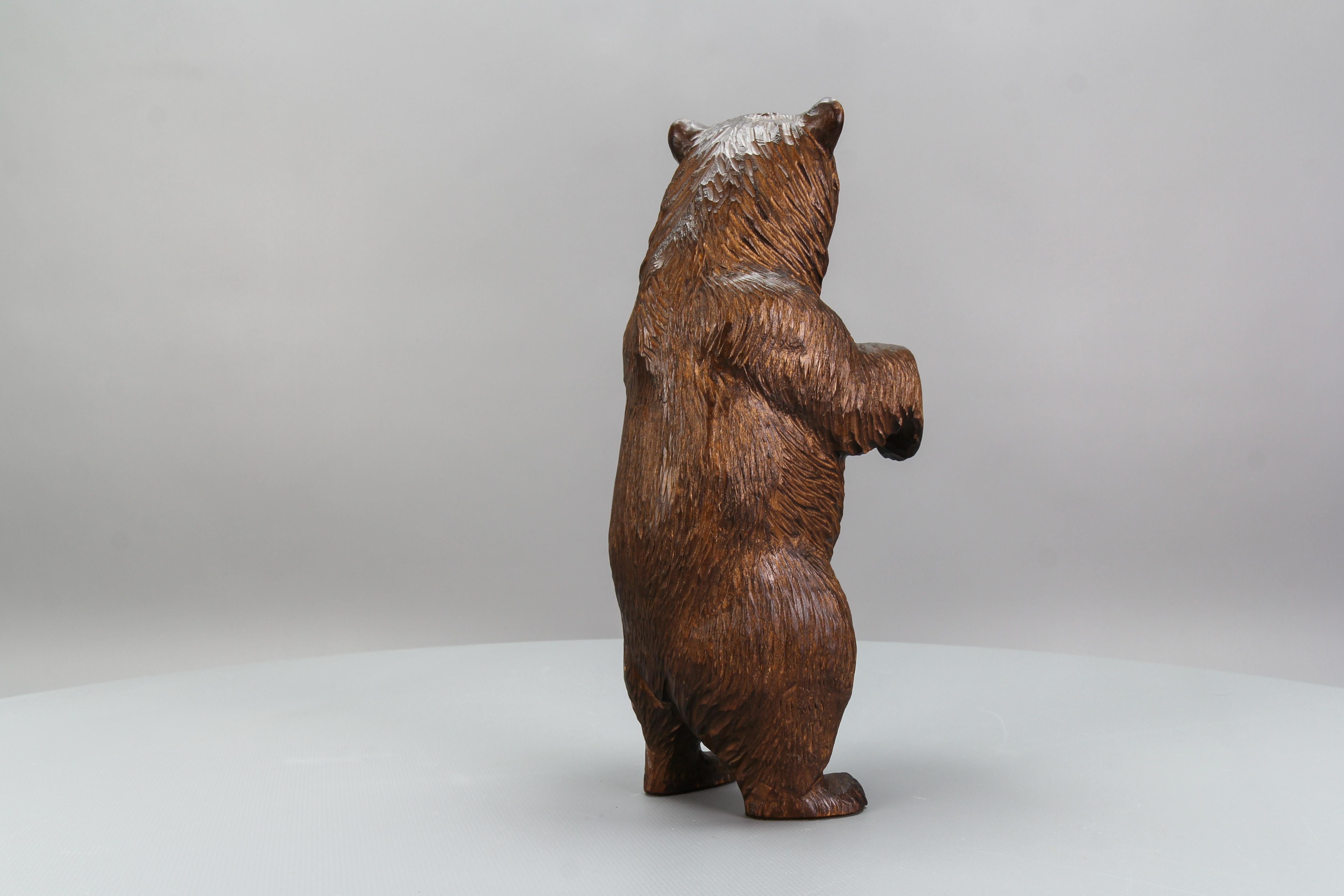 Antique Hand Carved Standing Bear Figure, Germany, circa 1920 3