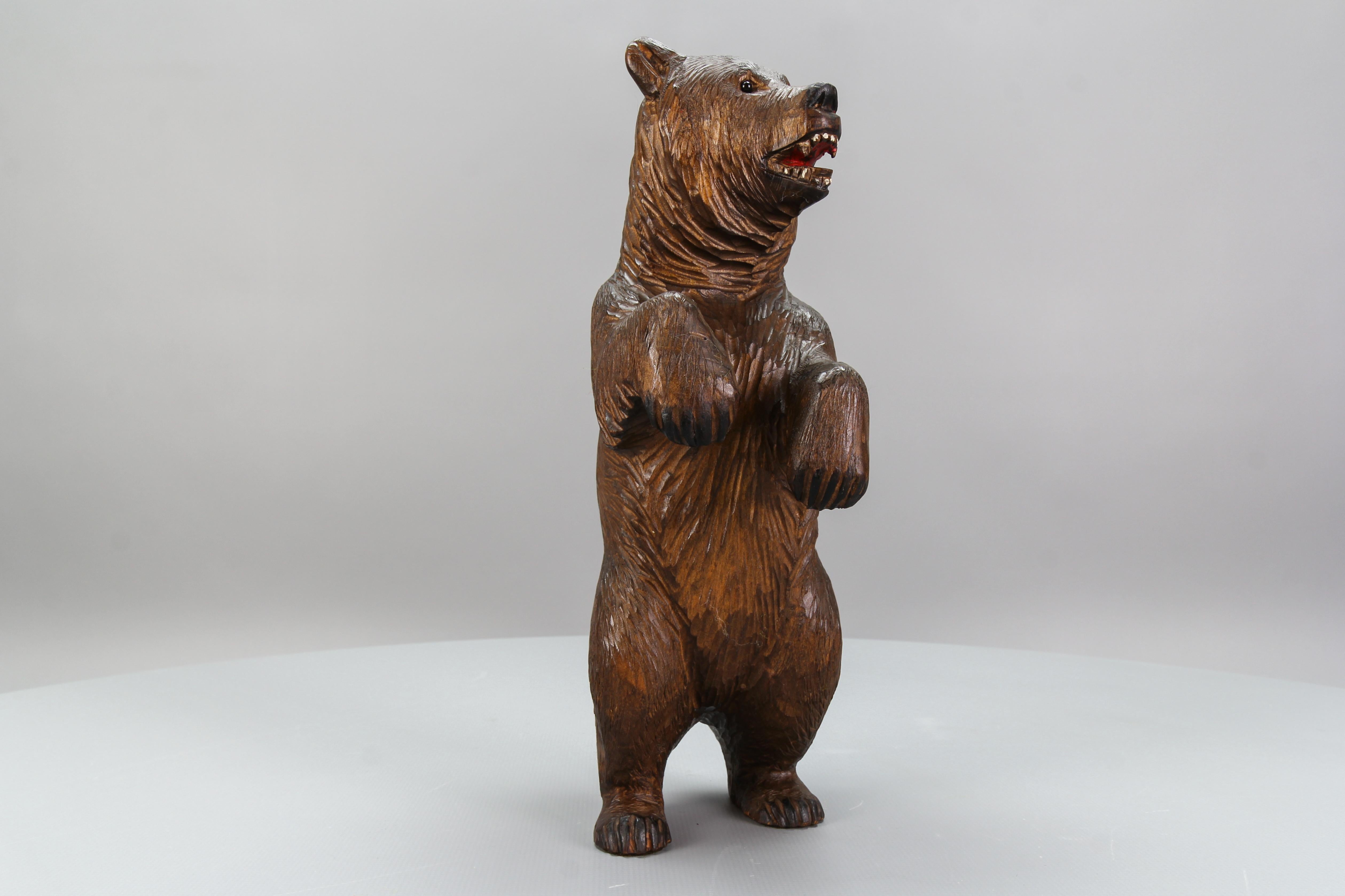 Antique Hand Carved Standing Bear Figure, Germany, circa 1920 6