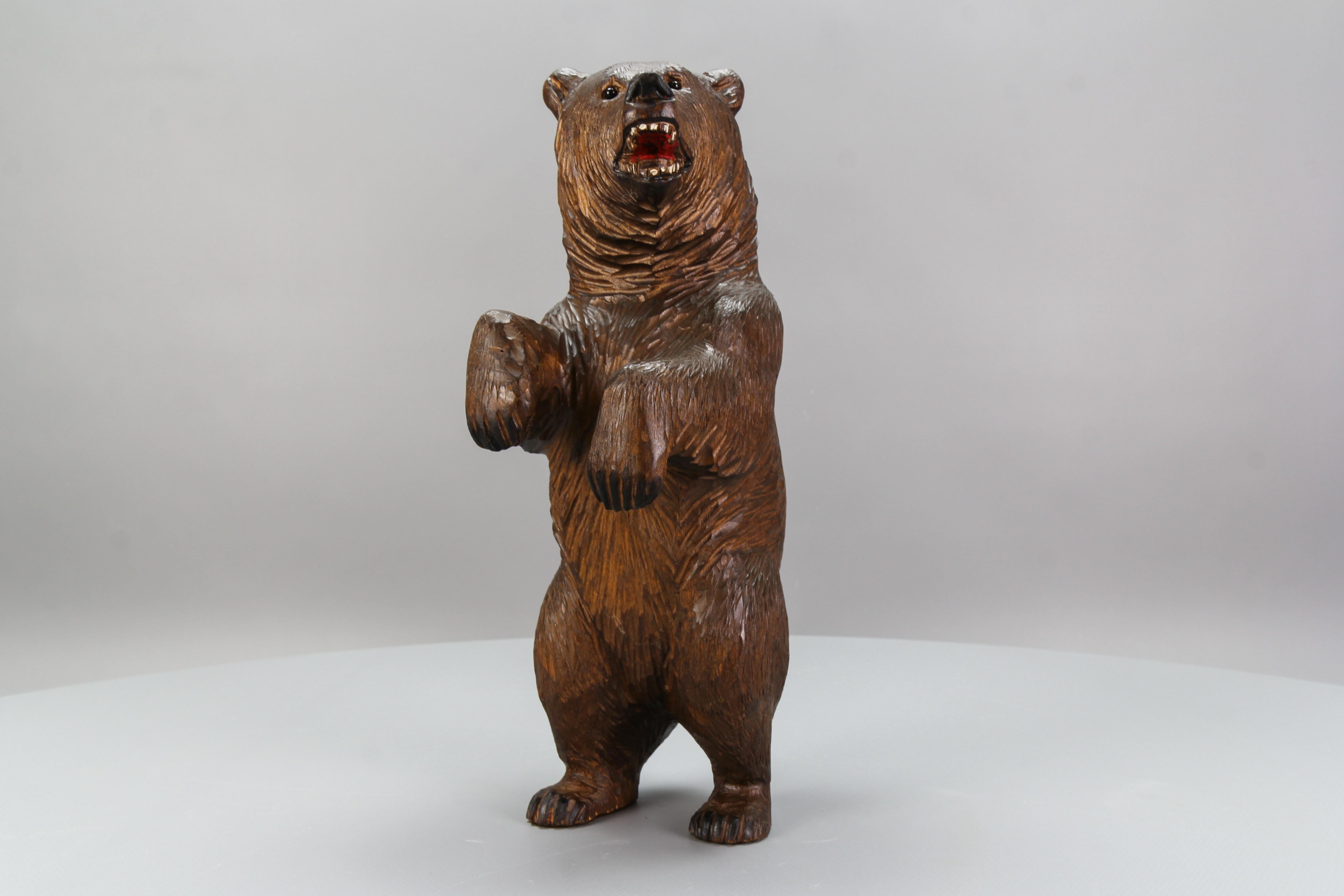 Antique Hand Carved Standing Bear Figure, Germany, circa 1920 11