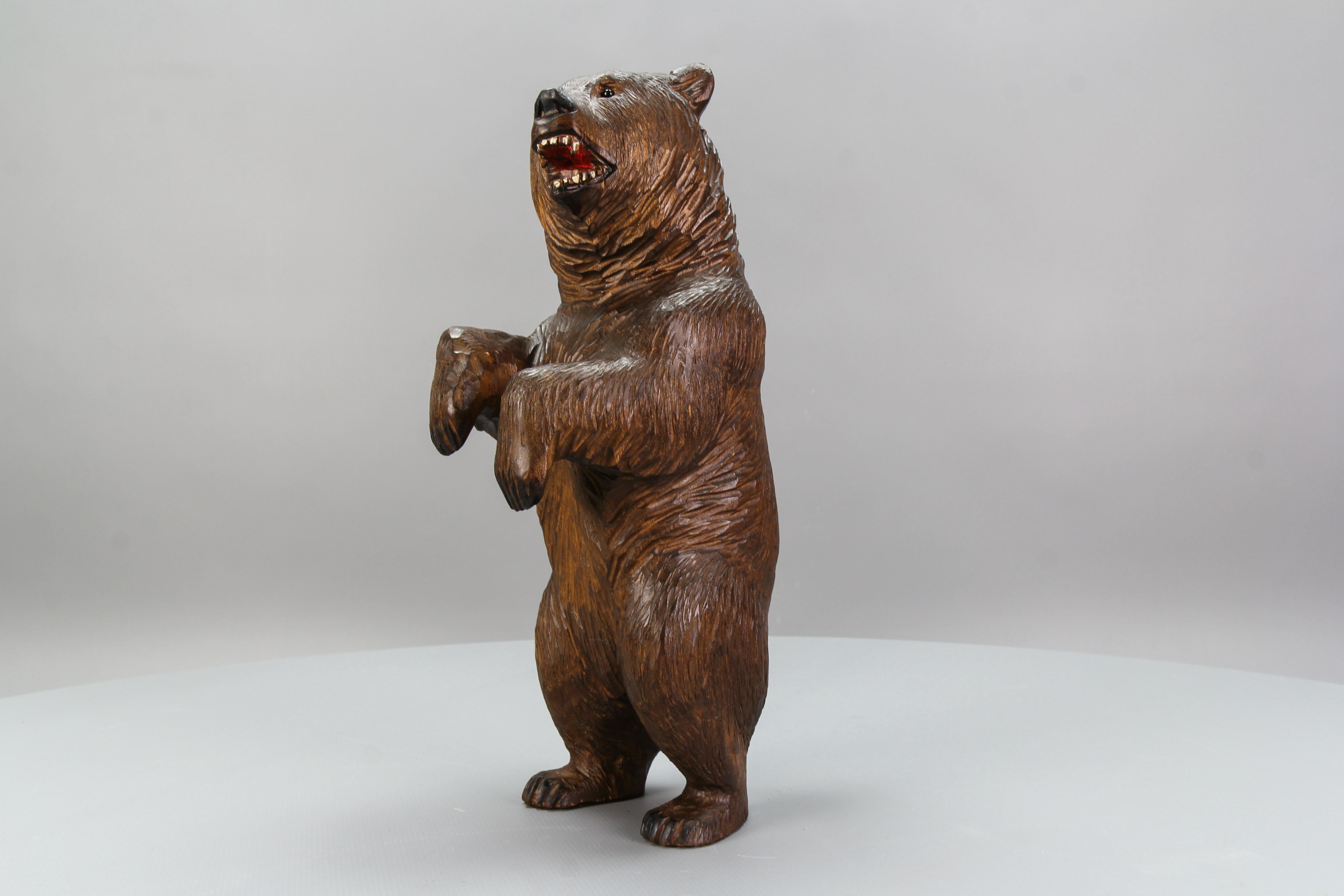 Antique Hand Carved Standing Bear Figure, Germany, circa 1920 12