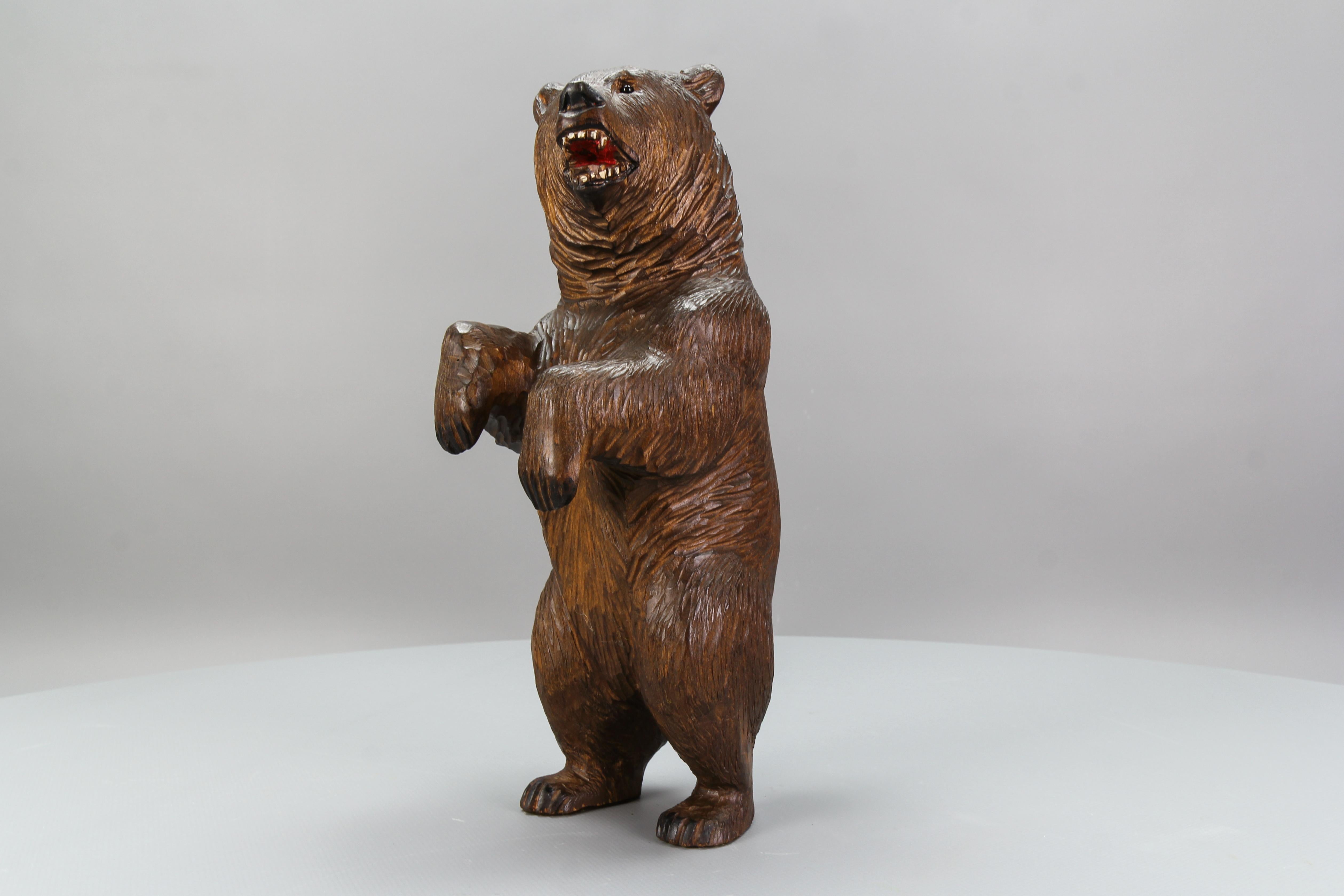 Early 20th Century Antique Hand Carved Standing Bear Figure, Germany, circa 1920