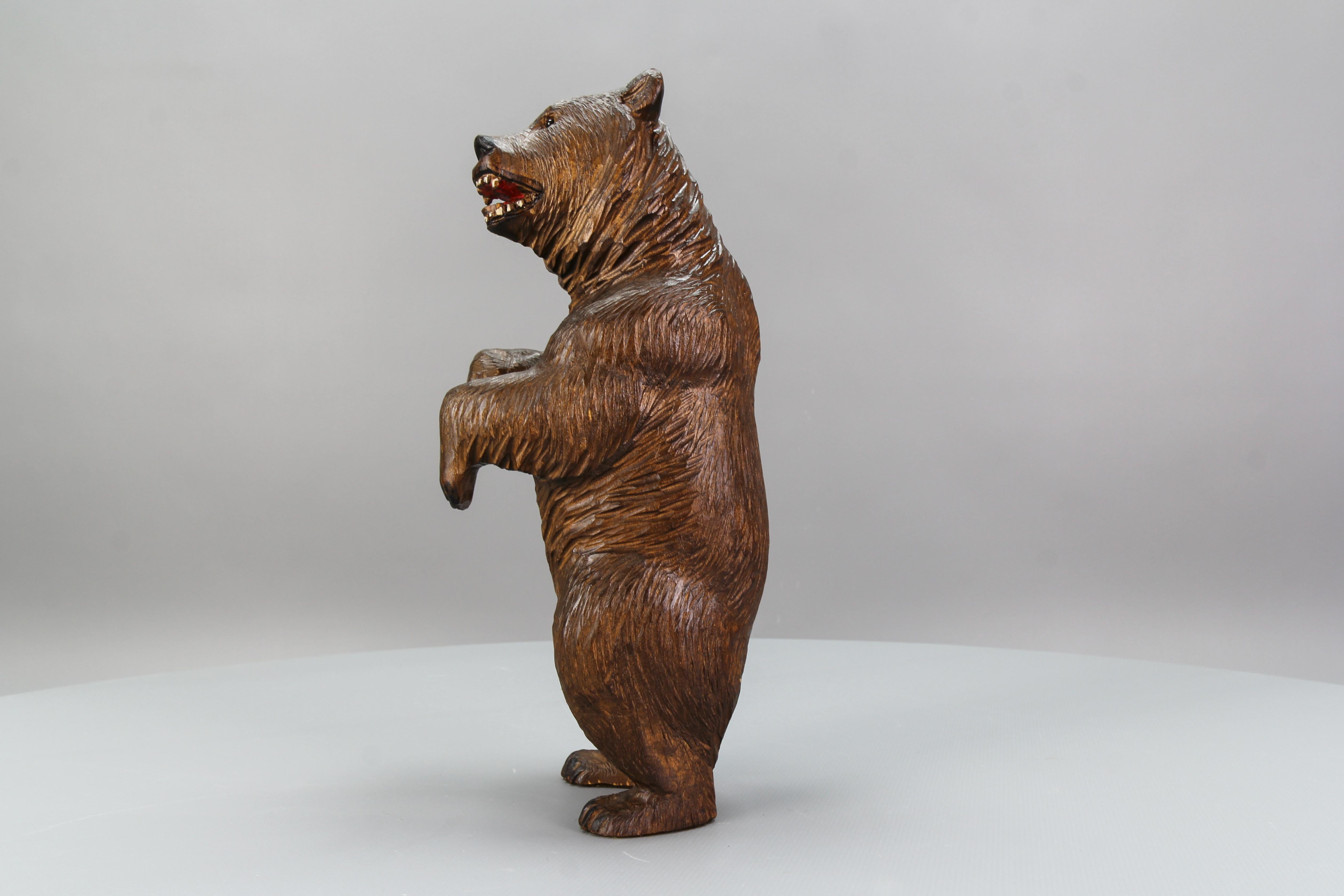 Walnut Antique Hand Carved Standing Bear Figure, Germany, circa 1920