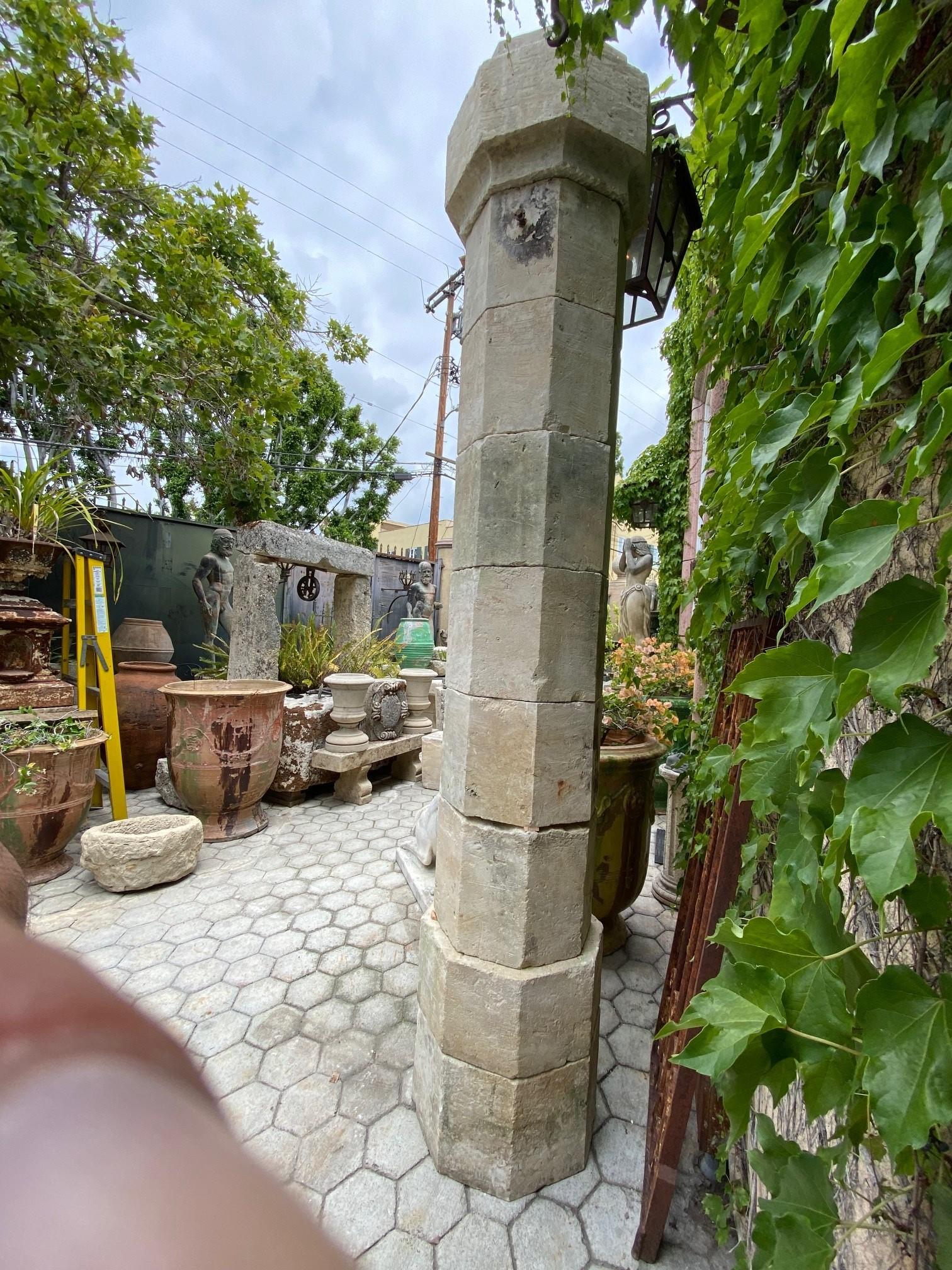 Antique Hand Carved Stone Garden Pillars Columns Posts & Base Pedestal Dealer LA 4