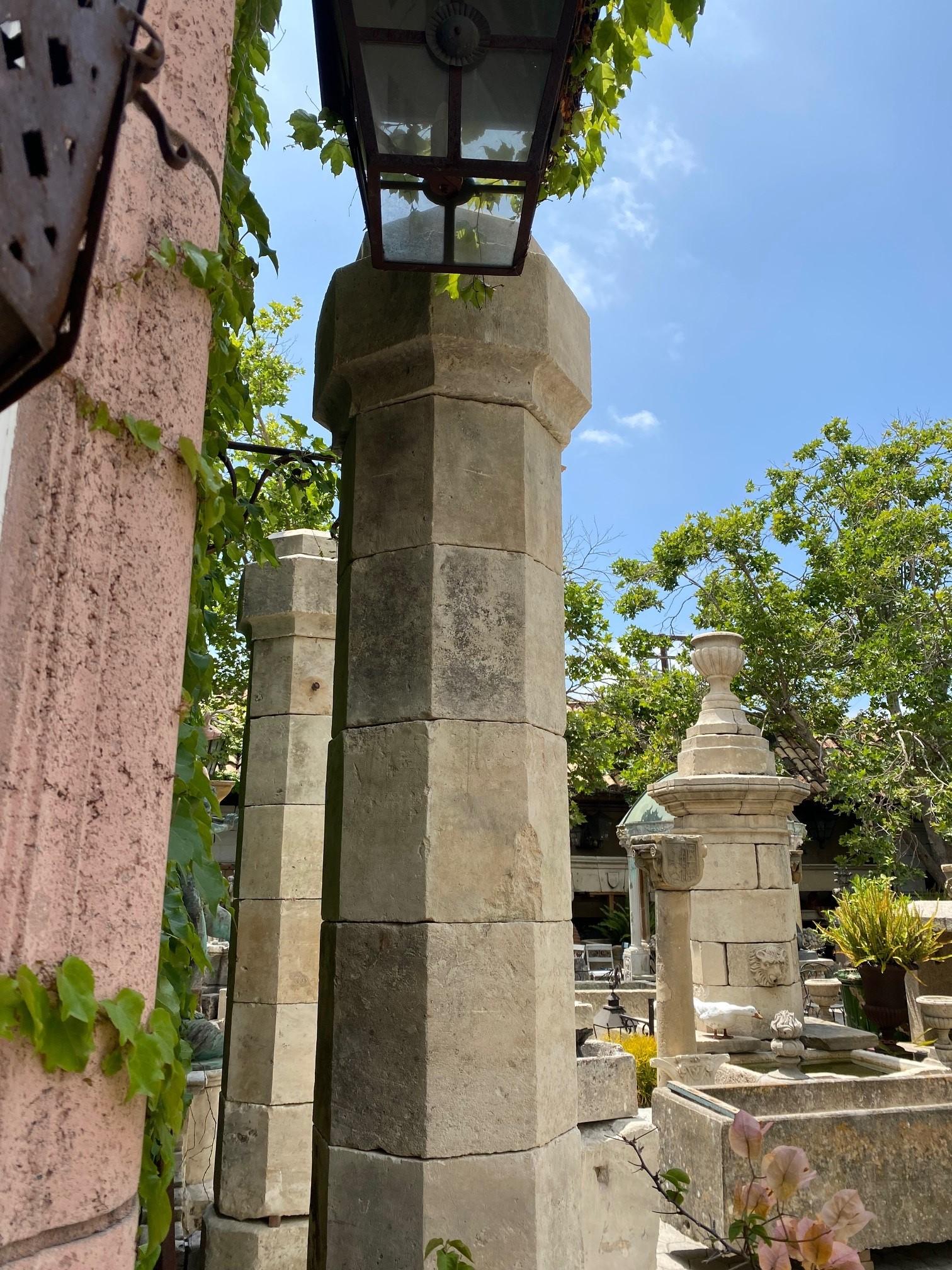 Antique Hand Carved Stone Garden Pillars Columns Posts & Base Pedestal Dealer LA 8