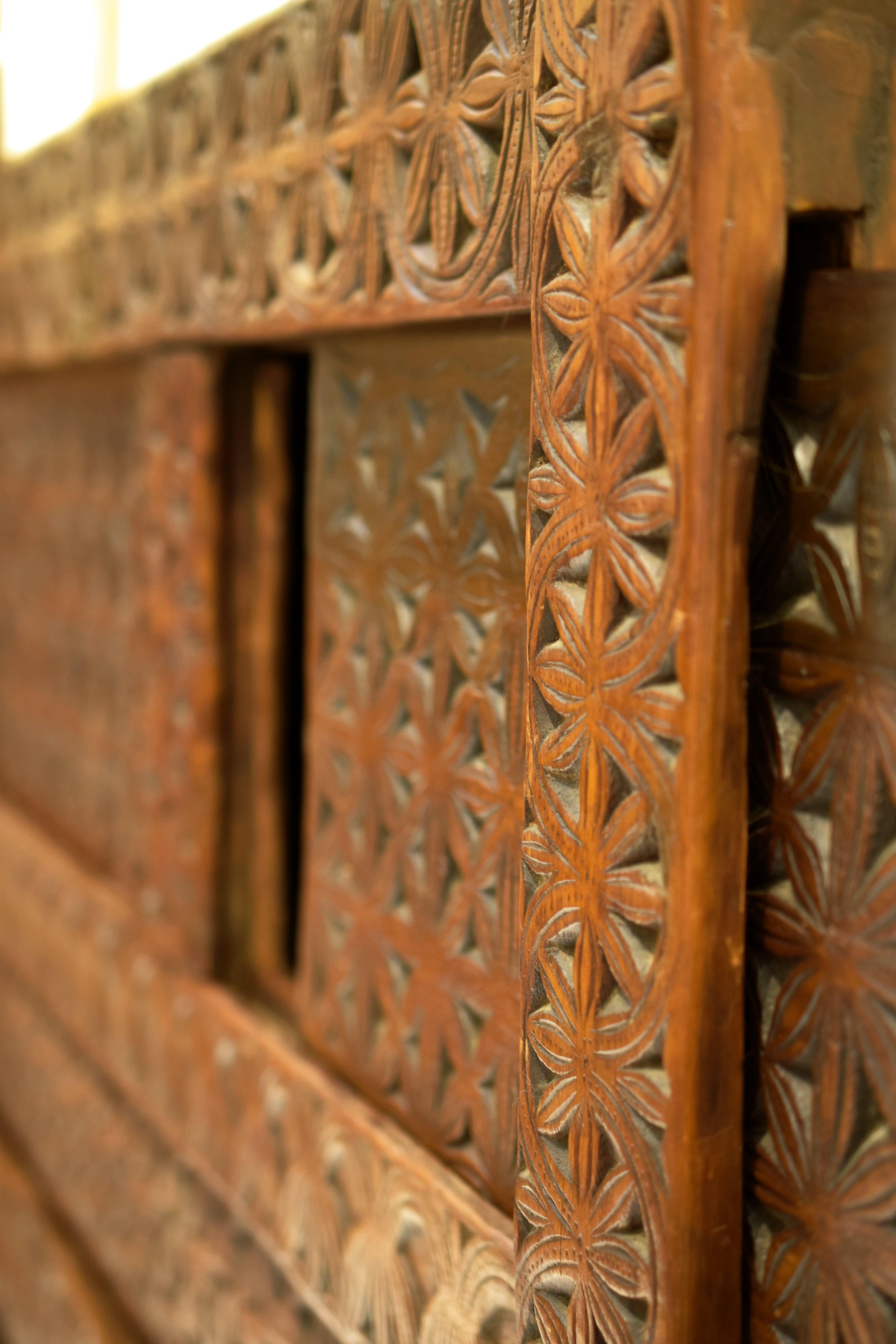 Cedar Antique Hand-Carved Swat Chest from Pakistan For Sale