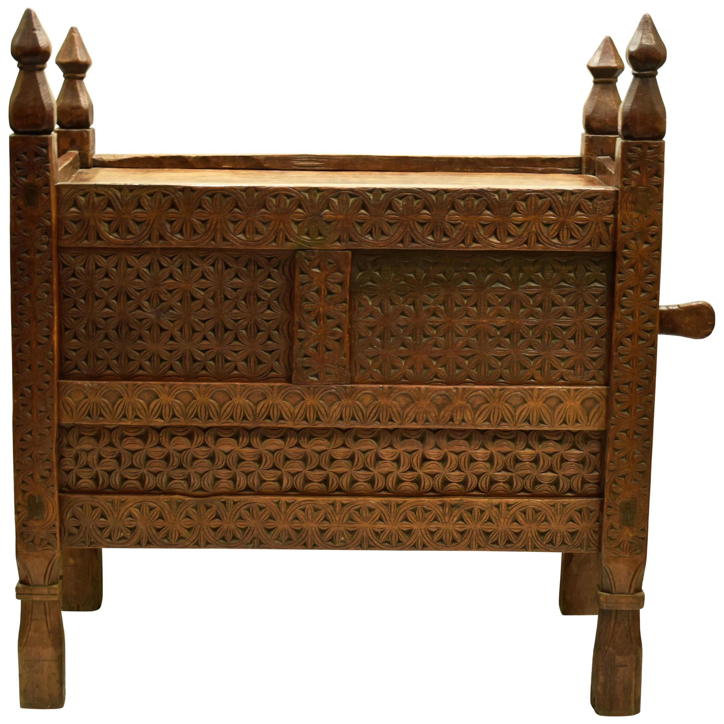 Antique Hand-Carved Swat Chest from Pakistan For Sale
