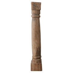 Antique Hand-Carved Teak Wood Column with Distressed Patina