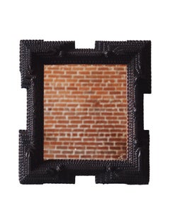 Miroir ancien de style « Tramp Art » sculpté à la main, fin du XIXe siècle