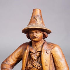 Antique Hand-Carved Tyrolean Farmer Sculpture, ca. 1880