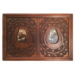 Antique Hand Carved Walnut Double Picture Frame