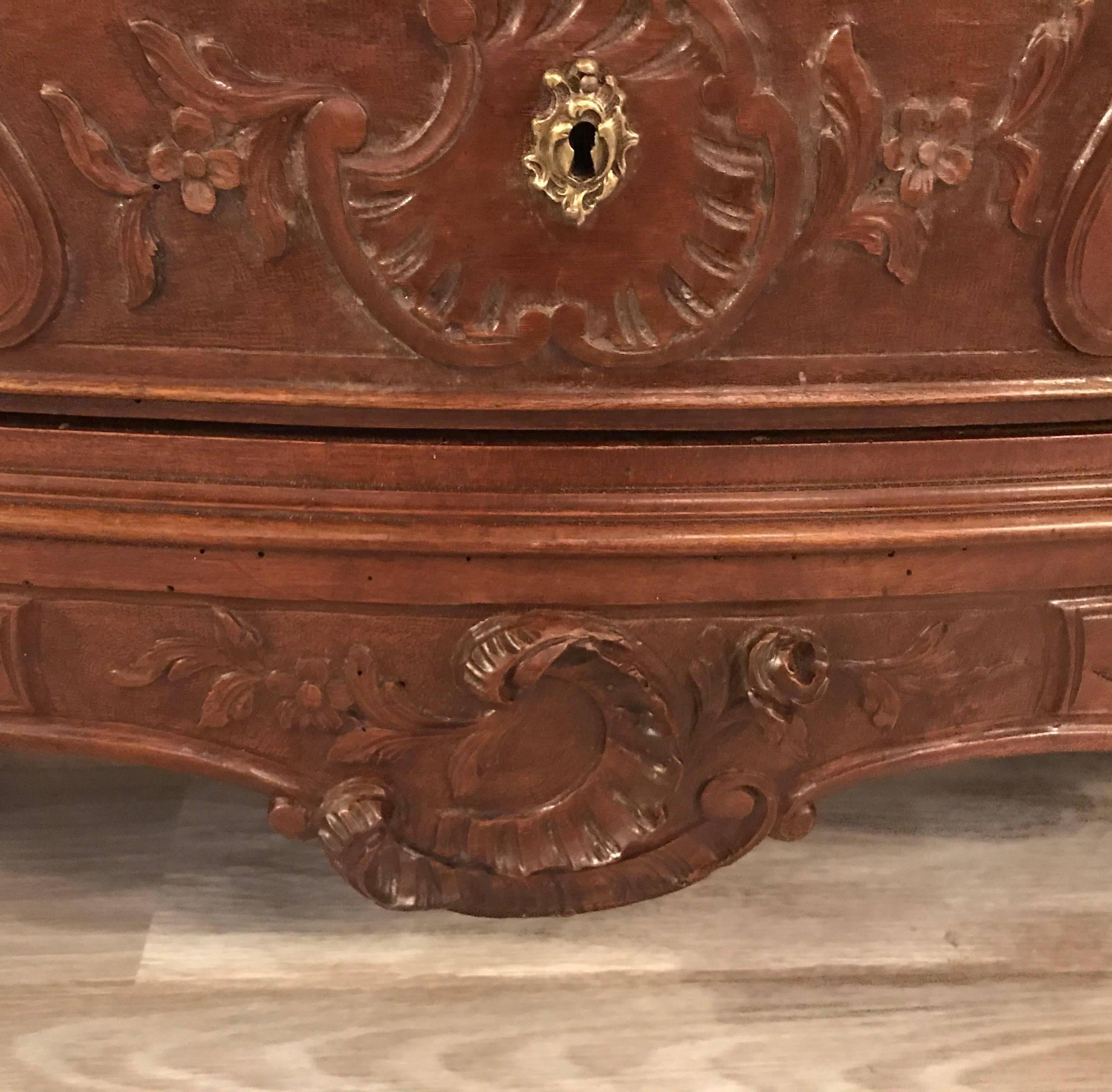 Late 19th Century Antique Hand Carved Walnut French Commode