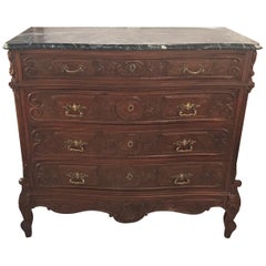 Antique Hand Carved Walnut French Commode