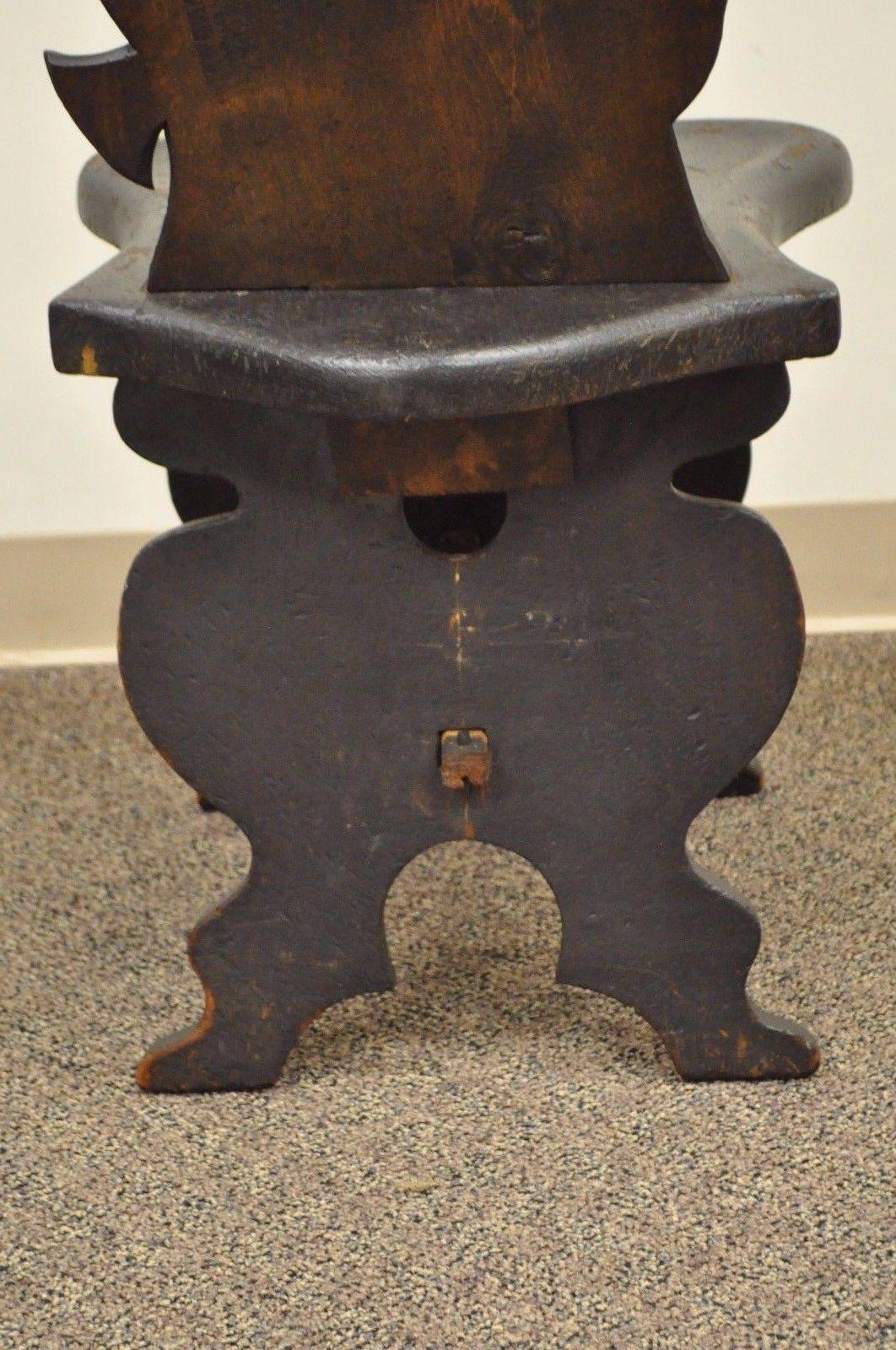 Antique Hand-Carved Wood Figural Bard Musician Medieval Gothic Tavern Side Chair 2