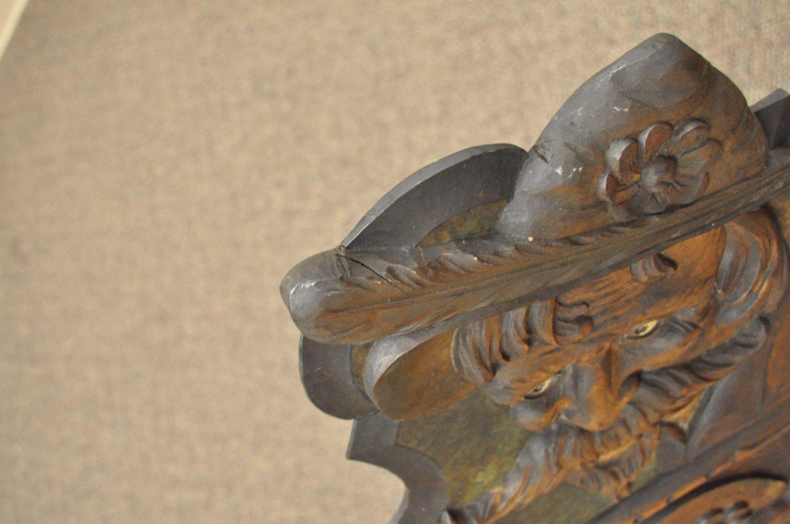 19th Century Antique Hand-Carved Wood Figural Bard Musician Medieval Gothic Tavern Side Chair