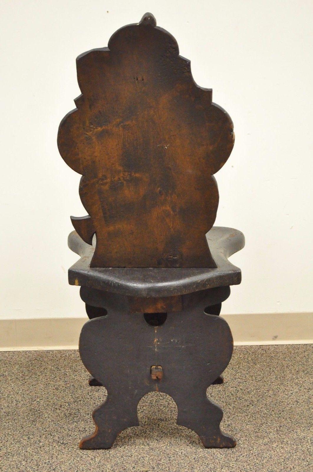 Antique Hand-Carved Wood Figural Bard Musician Medieval Gothic Tavern Side Chair 1