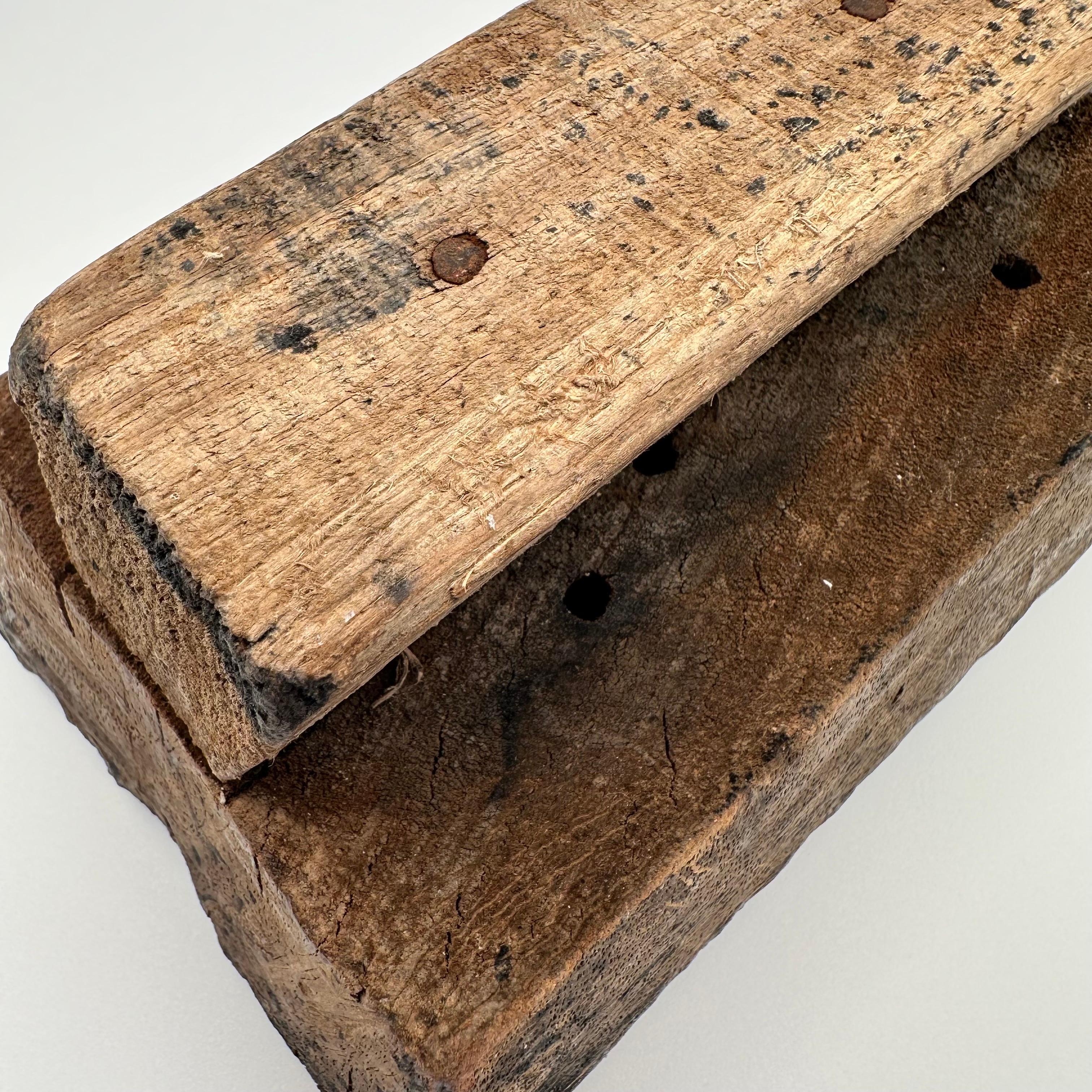 Antiker handgeschnitzter Holzdruckblock in Schwarz mit Blumenmuster im Angebot 2