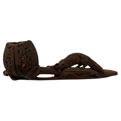 Ancienne pipe à tabac en bois de renard sculptée à la main