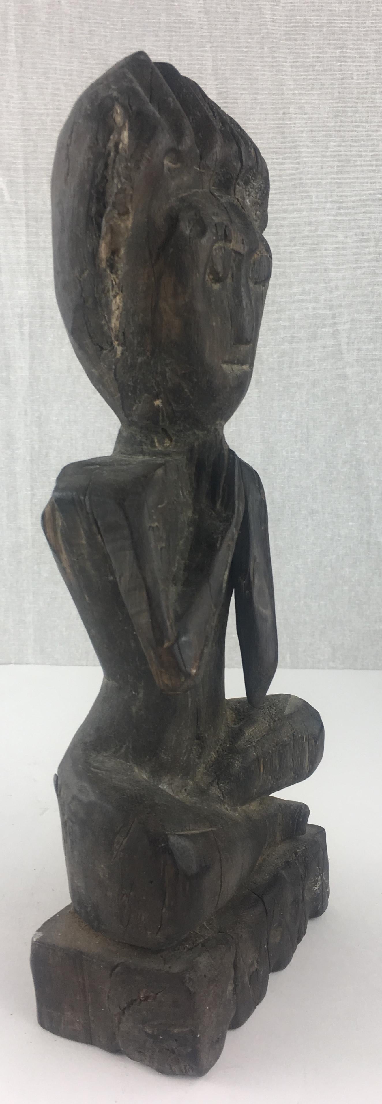 19th Century Hand Carved Wooden Balinese Yoga or Meditation Statue