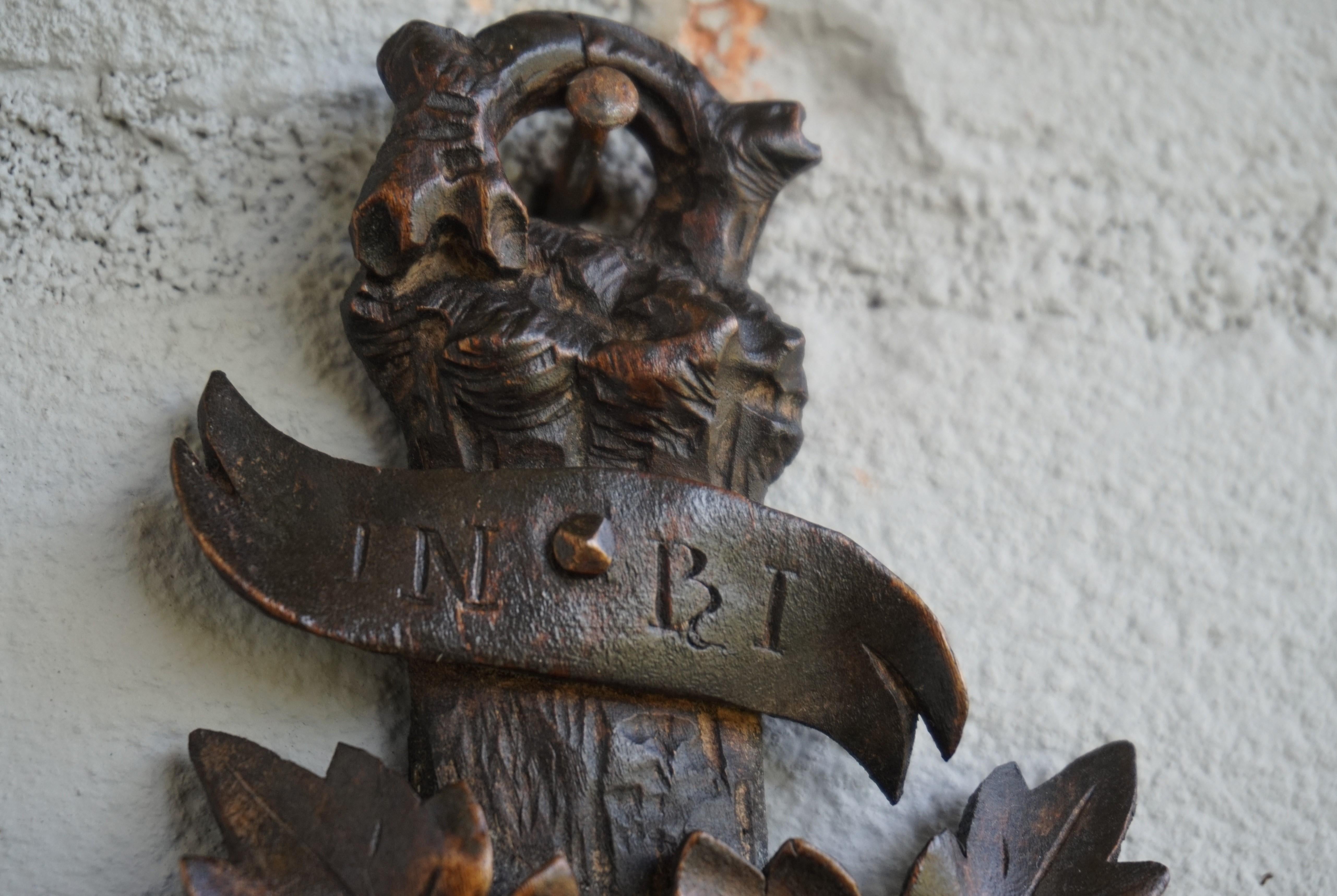 Hand-Carved Antique Hand Carved Wooden Black Forest Crucifix with Corpus of Christ Sculpture