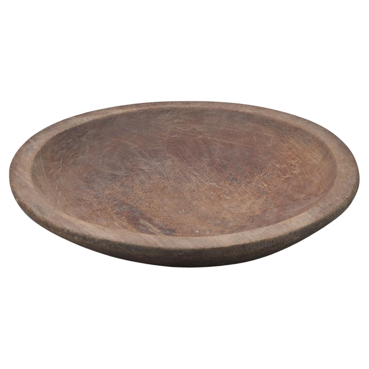 Antique Hand-Carved Wooden Bowl from Indonesia, Circa 1970, 70cm
