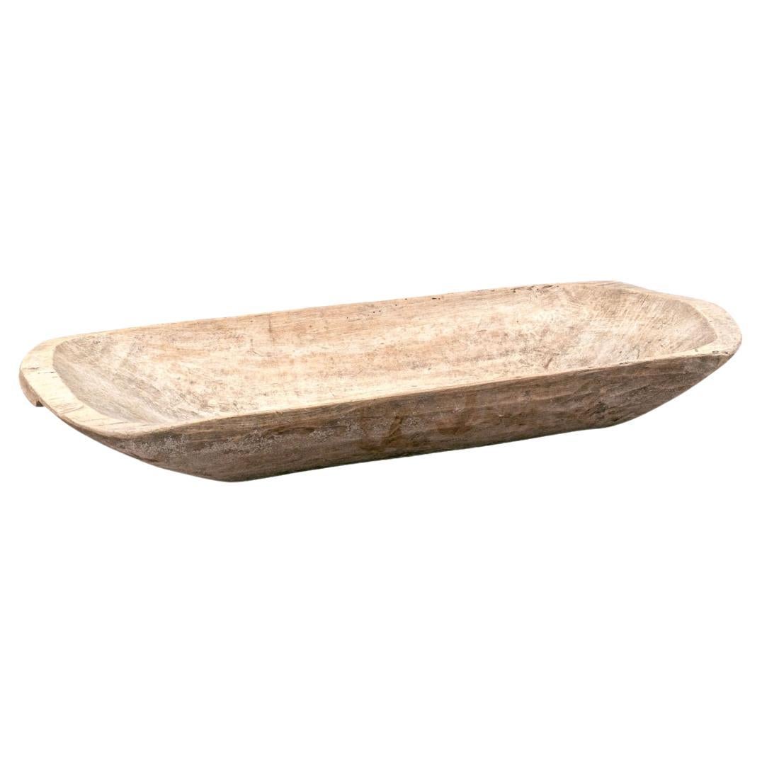 Antique Hand Carved Wooden Dough Bowl For Sale