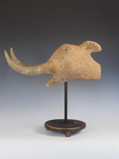 Antique Hand Carved Wooden Head Sculpture of a Mythical Animal