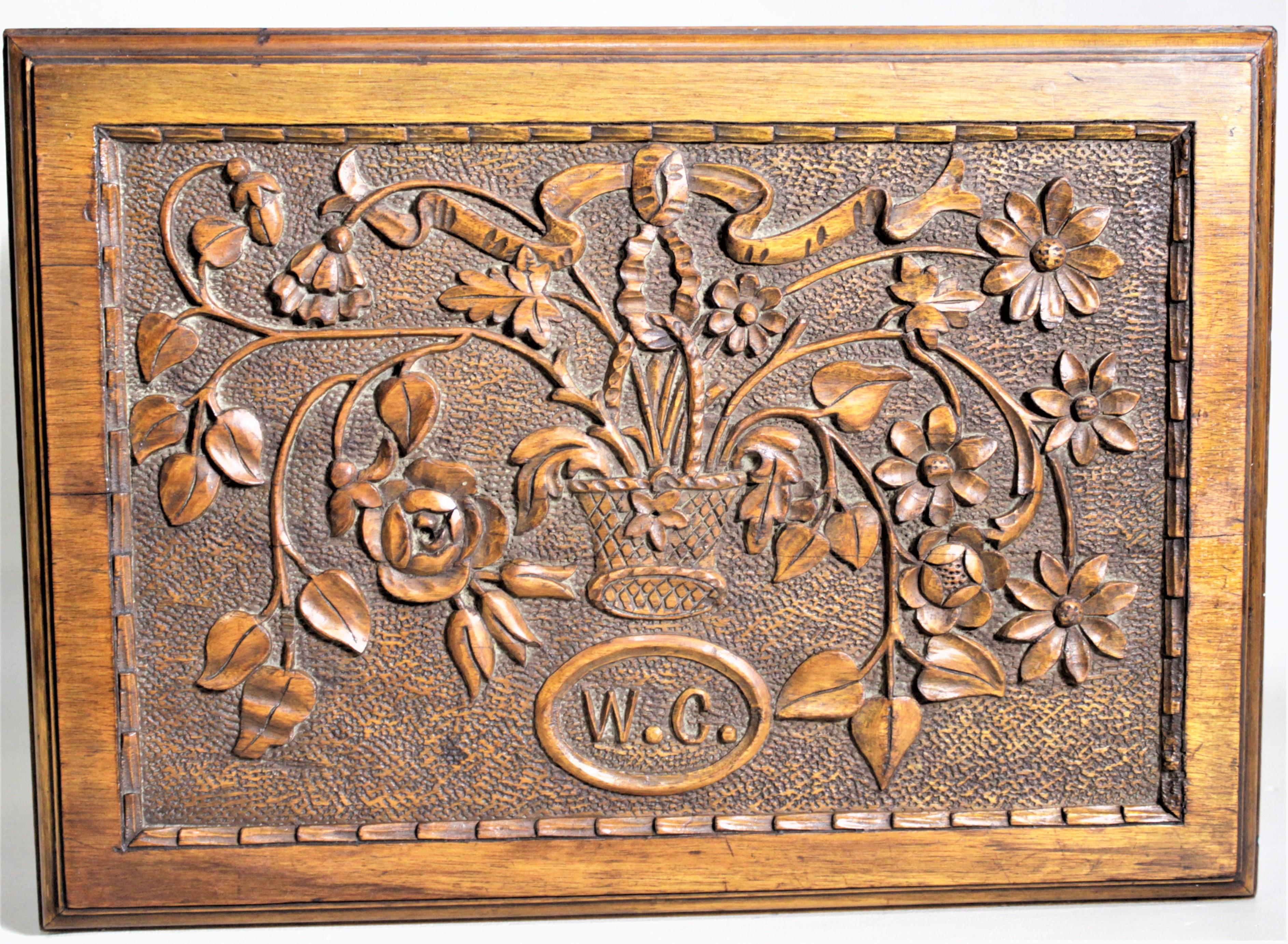 Hand-Carved Antique Hand Carved Wooden Jewelry Casket or Box with Ornate Floral Decoration