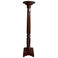 Antique Hand Carved Wooden Twisted Column Pedestal Sculpture Display Stand