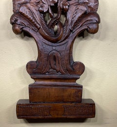 Hand-Carved Walnut Cherub Wall Sculpture, Italian, 20th Century