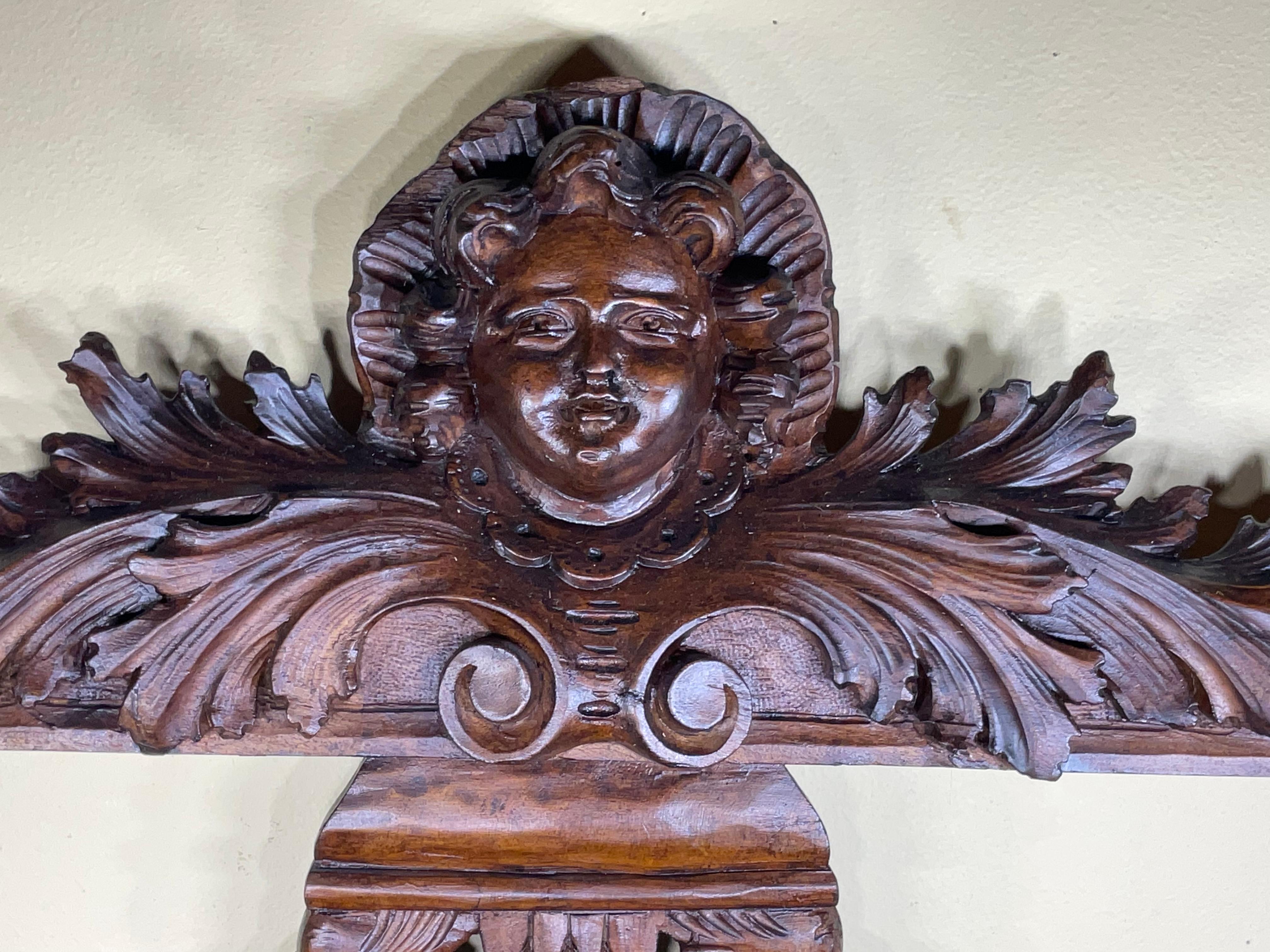 Antique Hand Carving Italian Wood Wall Hanging For Sale 1