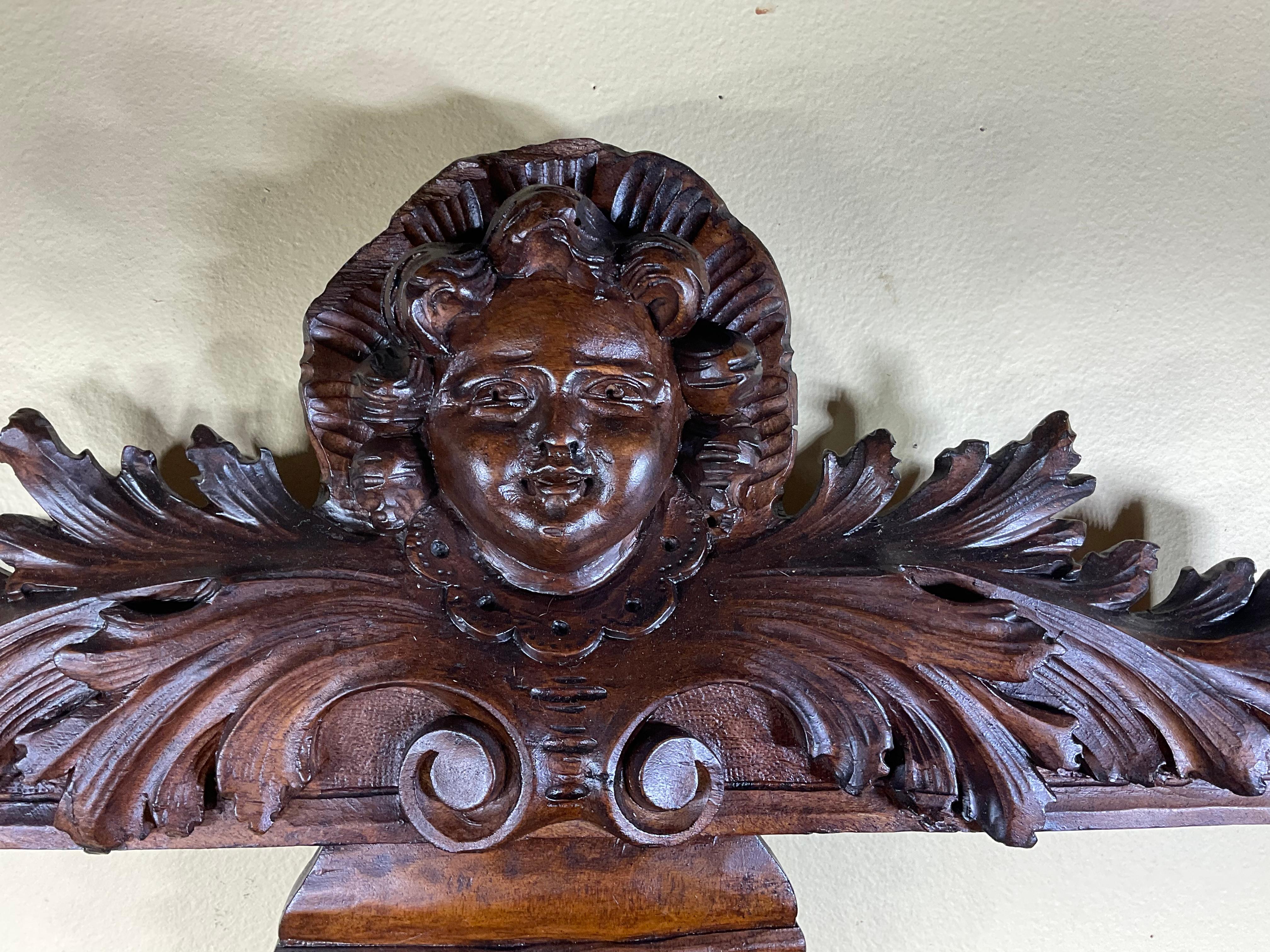 Antique Hand Carving Italian Wood Wall Hanging For Sale 2