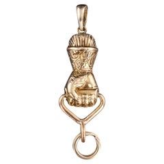 Antique Hand Charm Holder of 14k and 18k Gold