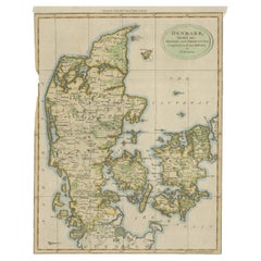 Antique Hand-Colored Engraved Map of Denmark, 1790